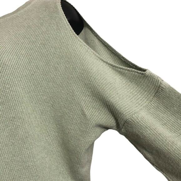 ASOS Womens Sweater Size 2 Green Cold Open Shoulder Sweater Long Sleeve Shirt - Picture 3 of 6